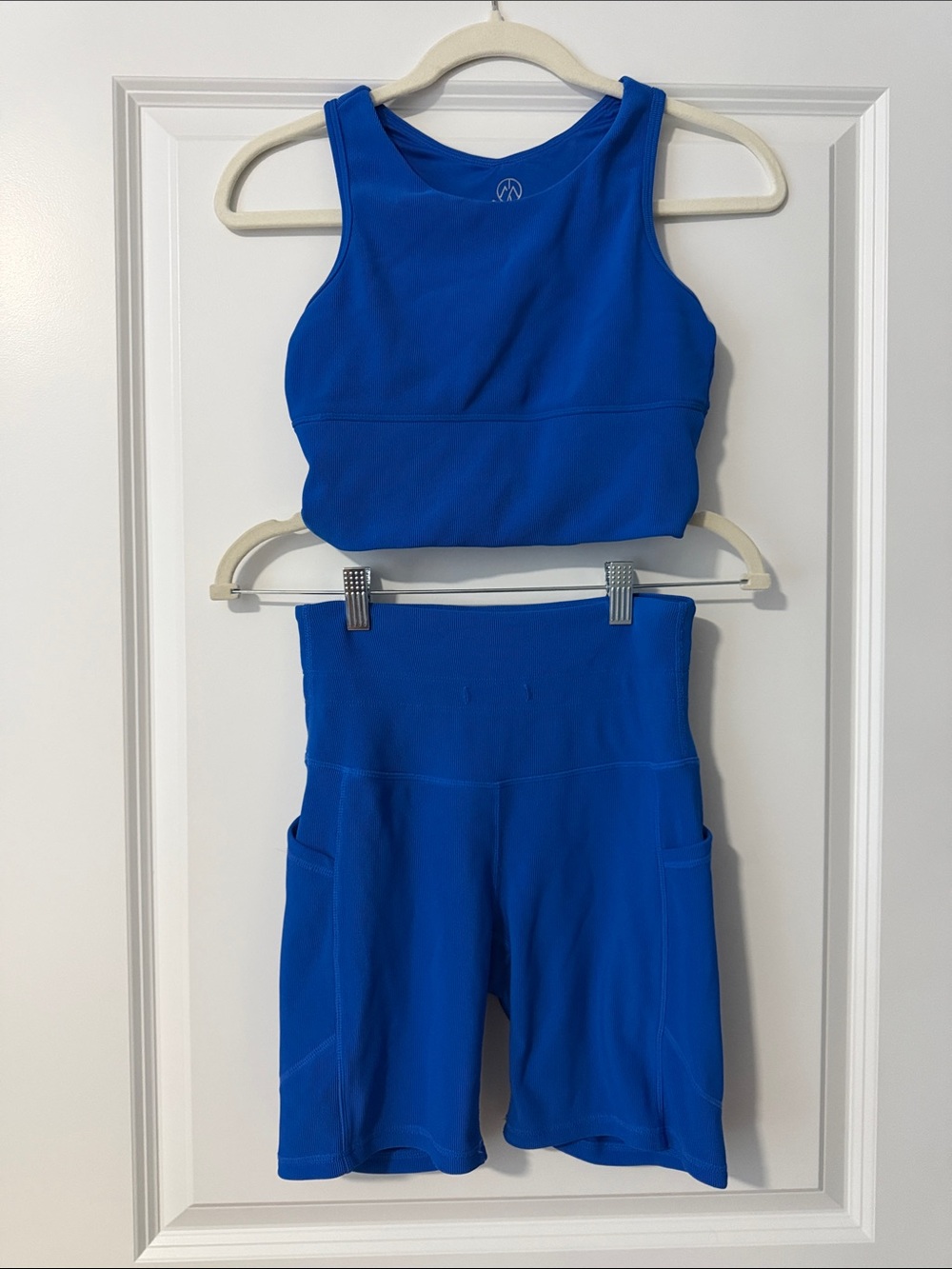High-Rise Royal Blue Women's Pocket Bike Shorts - Unbranded